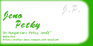 jeno petky business card